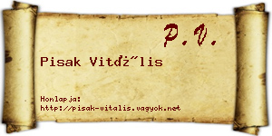 Pisak Vitális névjegykártya